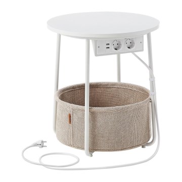 Tavolino con prese elettriche integrate e porte USB NOIRA beige/bianco