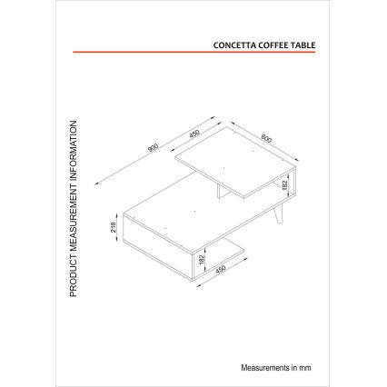 Tavolino CONCETTA 40x90 cm bianco