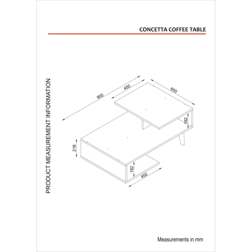 Tavolino CONCETTA 40x90 cm bianco