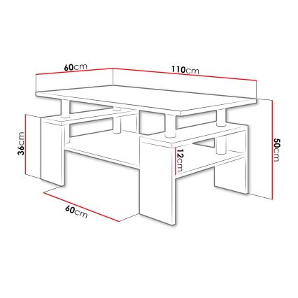 Tavolino CUBE 50x110 cm marrone