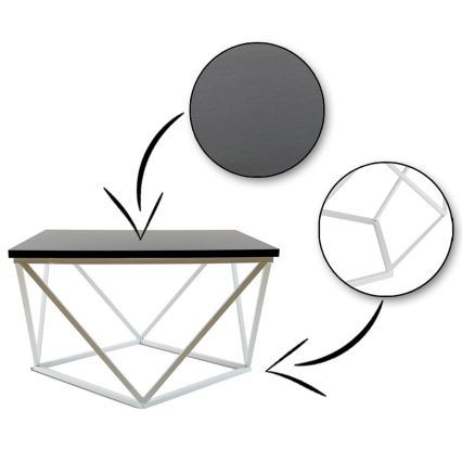 Tavolino CURVED 60x60 cm bianco/nero