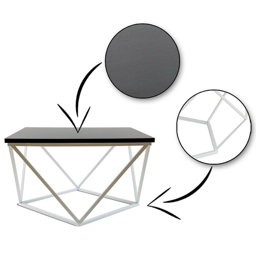 Tavolino CURVED 60x60 cm bianco/nero
