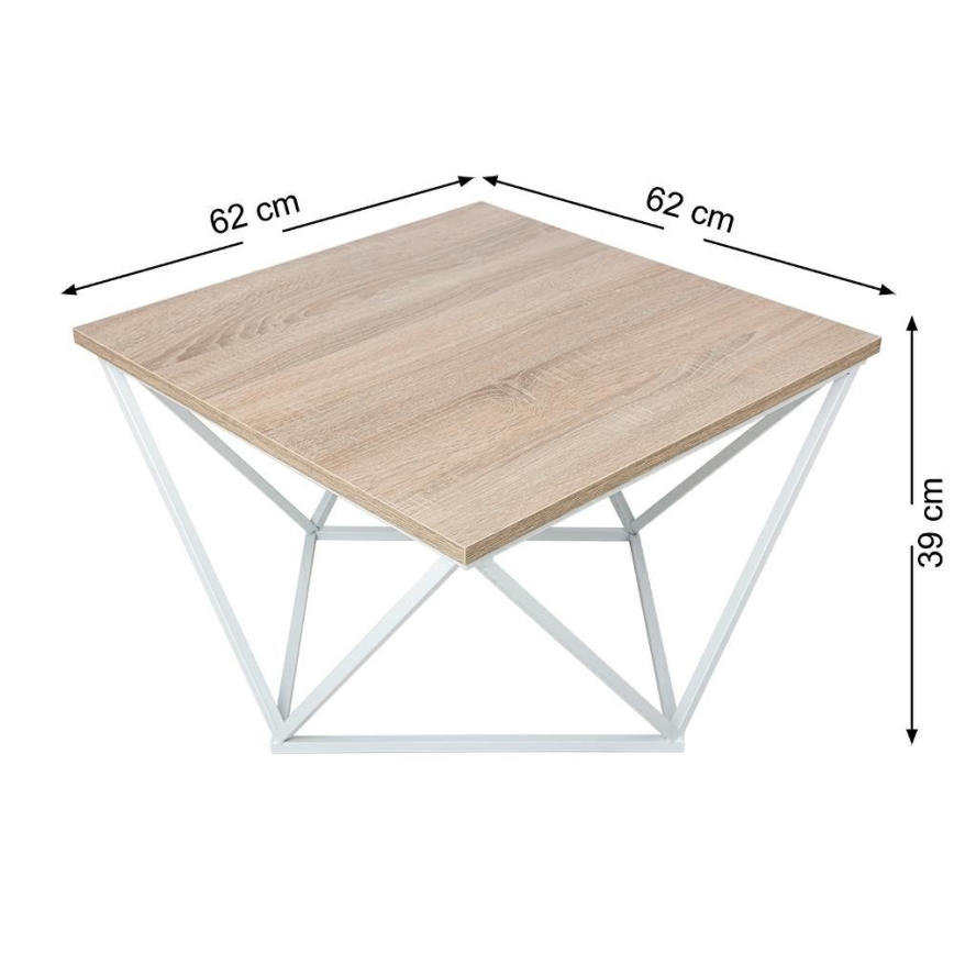 Tavolino CURVED 62x62 cm bianco/marrone