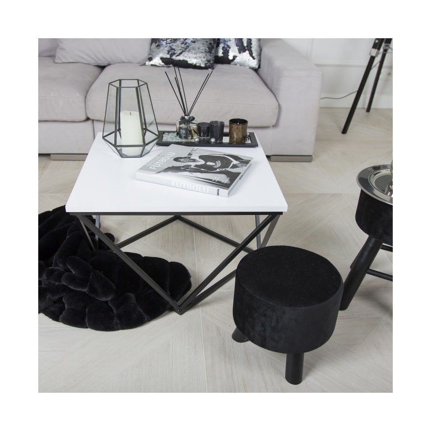 Tavolino CURVO 62x62 cm nero/bianco