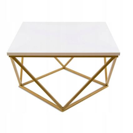 Tavolino CURVO 62x62 cm oro/bianco