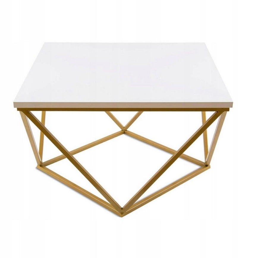 Tavolino CURVO 62x62 cm oro/bianco