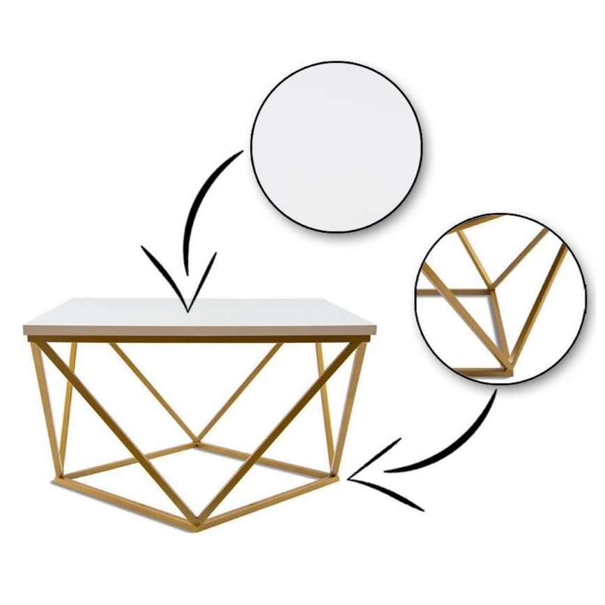 Tavolino CURVO 62x62 cm oro/bianco