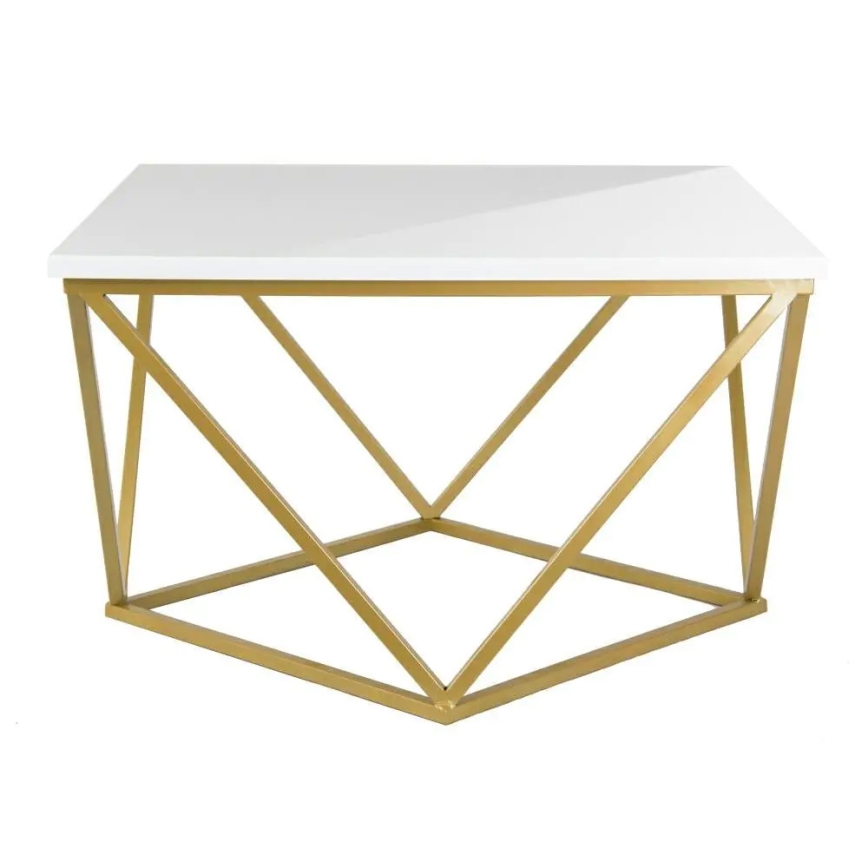 Tavolino CURVO 62x62 cm oro/bianco