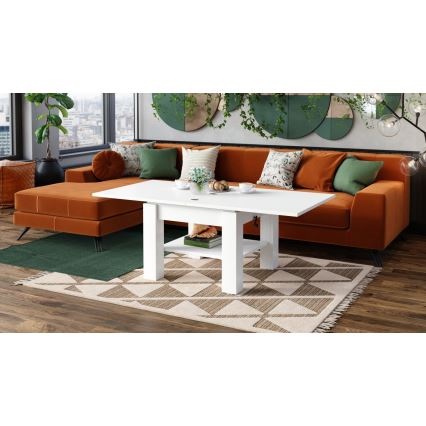 Tavolino da salotto allungabile con piano elevabile CALEB 75/150x75 cm bianco