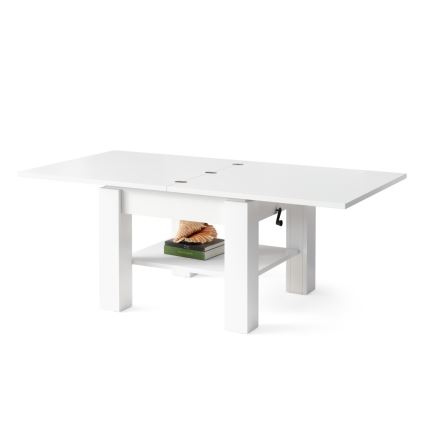 Tavolino da salotto allungabile con piano elevabile CALEB 75/150x75 cm bianco