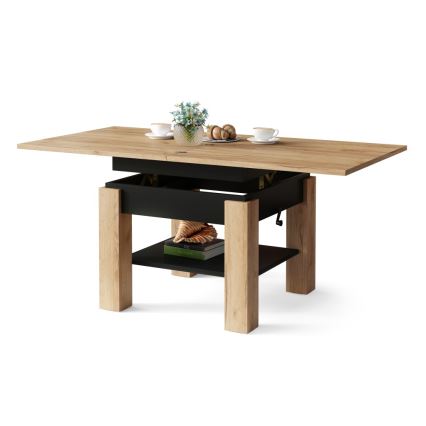 Tavolino da salotto allungabile con piano sollevabile CALEB 75/150x75 cm rovere craft/nero