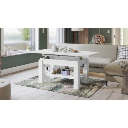Tavolino da salotto allungabile con ripiano ADONIS 110/150x68 cm bianco