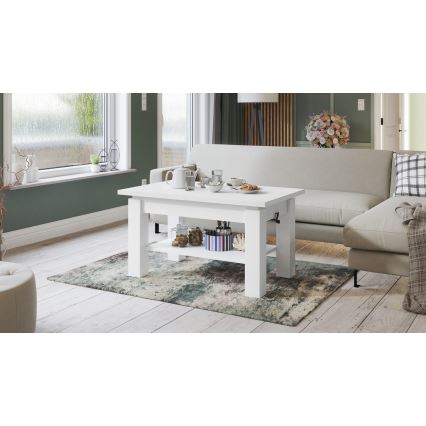 Tavolino da salotto allungabile con ripiano ADONIS 110/150x68 cm bianco