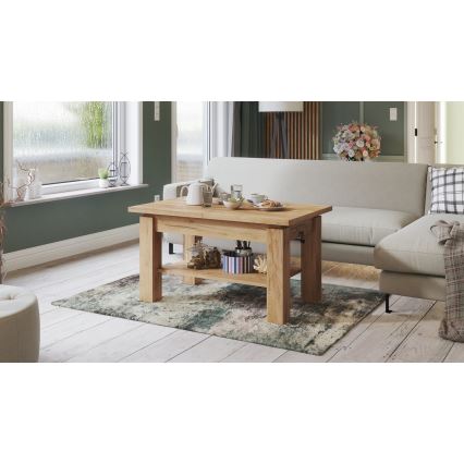 Tavolino da salotto allungabile con ripiano ADONIS 110/150x68 cm in rovere craft