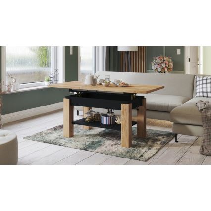 Tavolino da salotto allungabile con ripiano ADONIS 110/150x68 cm rovere craft/nero