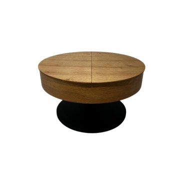 Tavolino da salotto allungabile PURE con piano sollevabile, Ø 80 cm, rovere/nero