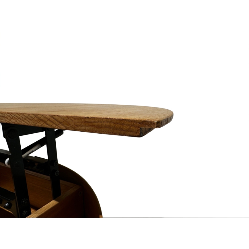 Tavolino da salotto allungabile PURE con piano sollevabile, Ø 80 cm, rovere/nero
