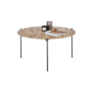Tavolino da salotto AURA, diametro 74 cm, rovere/antracite