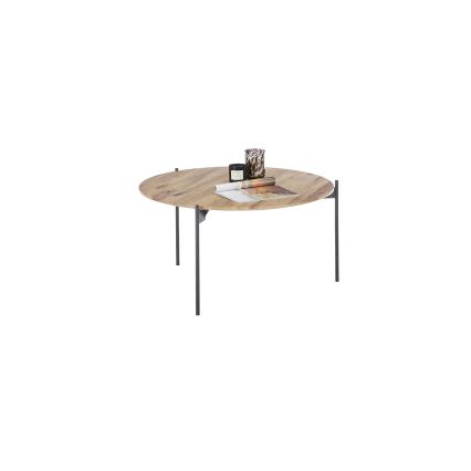Tavolino da salotto AURA, diametro 74 cm, rovere/antracite