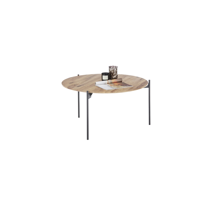Tavolino da salotto AURA, diametro 74 cm, rovere/antracite