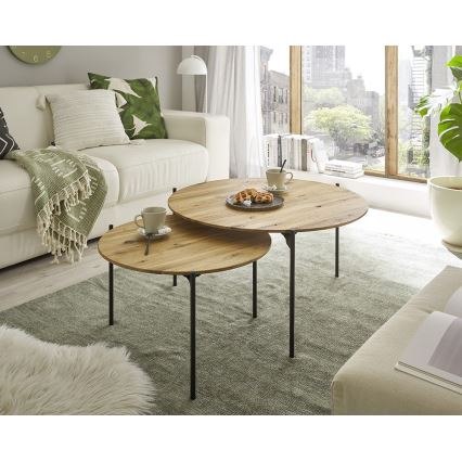 Tavolino da salotto AURA Ø 55 cm rovere/antracite