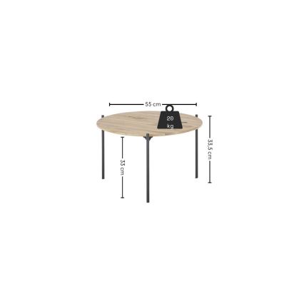 Tavolino da salotto AURA Ø 55 cm rovere/antracite