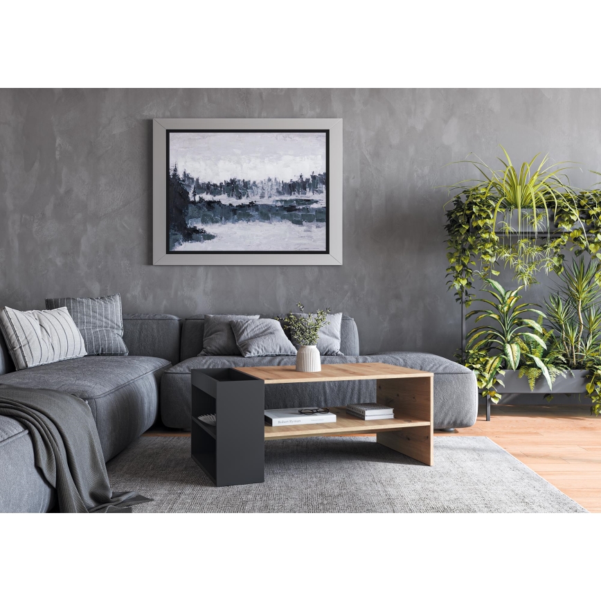 Tavolino da salotto BELA 100 x 42 cm, rovere artisan/antracite