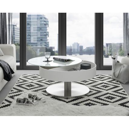 Tavolino da salotto BLOCK Ø 79 cm bianco/argento