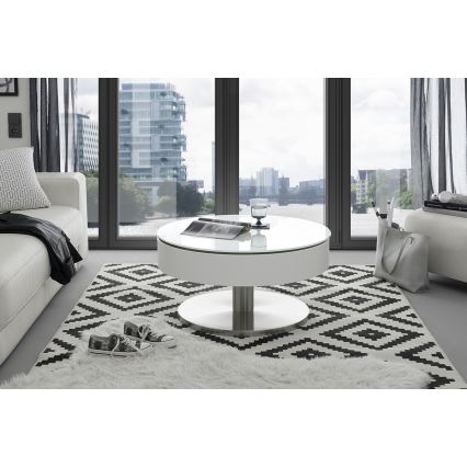 Tavolino da salotto BLOCK Ø 79 cm bianco/argento