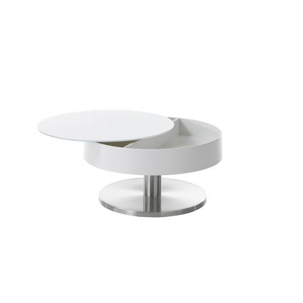 Tavolino da salotto BLOCK Ø 79 cm bianco/argento