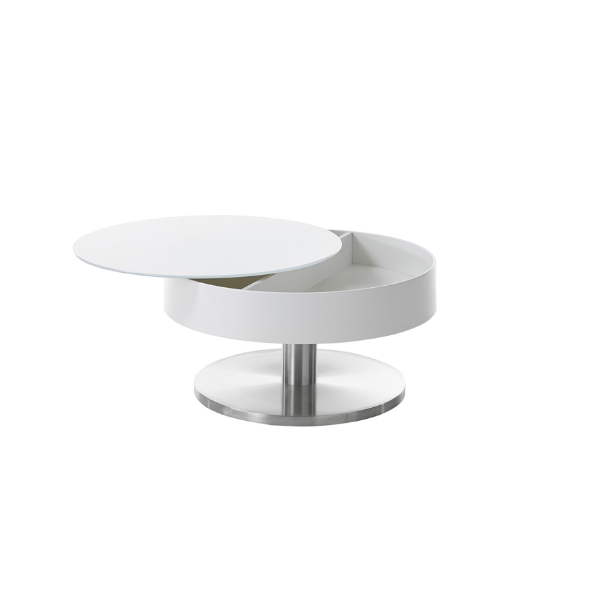 Tavolino da salotto BLOCK Ø 79 cm bianco/argento