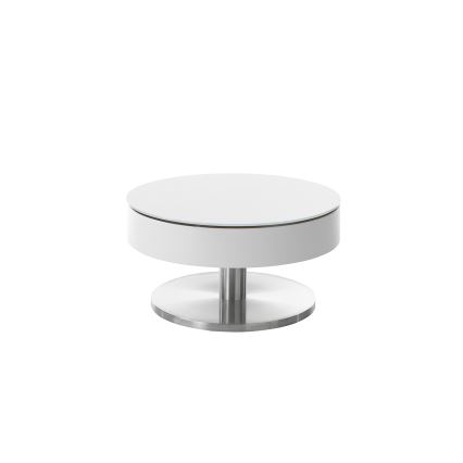Tavolino da salotto BLOCK Ø 79 cm bianco/argento