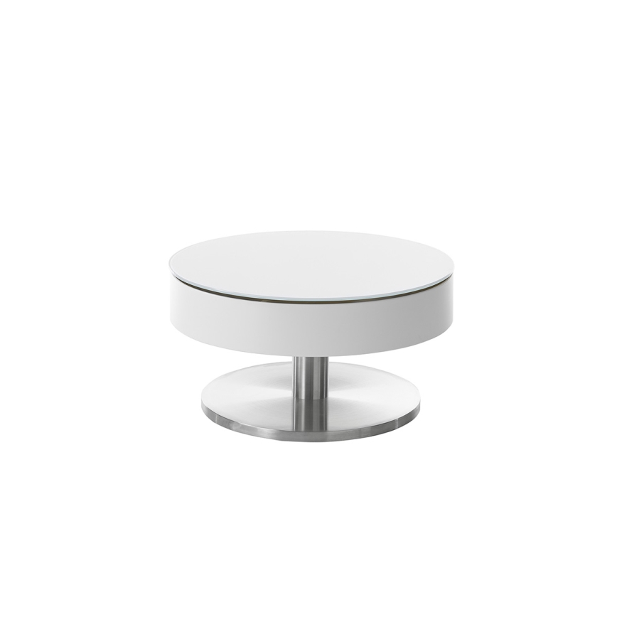Tavolino da salotto BLOCK Ø 79 cm bianco/argento