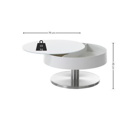 Tavolino da salotto BLOCK Ø 79 cm bianco/argento