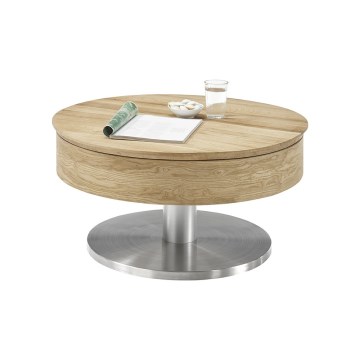Tavolino da salotto BLOCK Ø 79 cm, rovere/argento