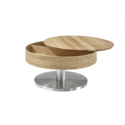 Tavolino da salotto BLOCK Ø 79 cm, rovere/argento