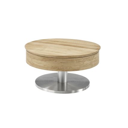 Tavolino da salotto BLOCK Ø 79 cm, rovere/argento