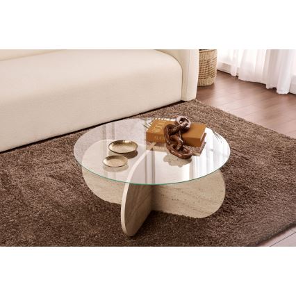 Tavolino da salotto BUBBLE Ø 75 cm beige/trasparente