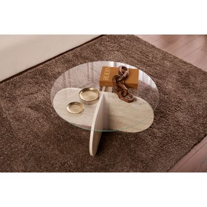 Tavolino da salotto BUBBLE Ø 75 cm beige/trasparente