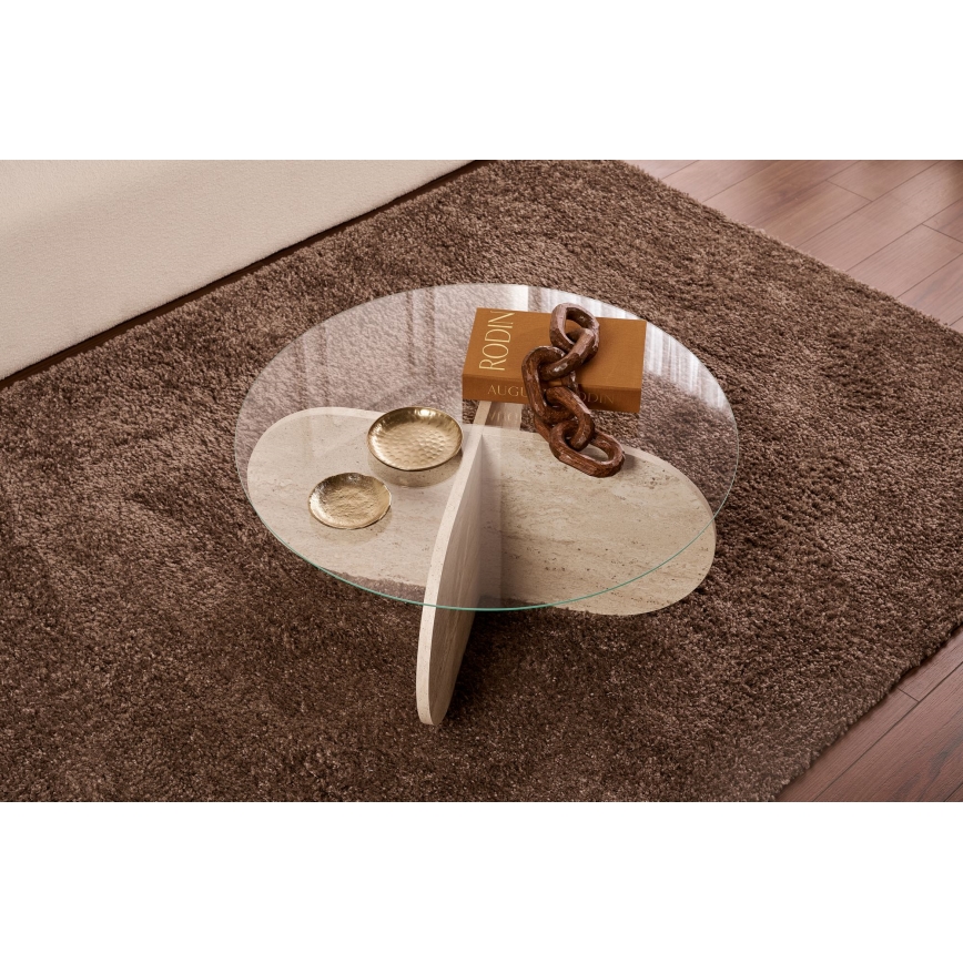 Tavolino da salotto BUBBLE Ø 75 cm beige/trasparente