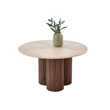 Tavolino da salotto CALDO Ø 80 cm marrone/beige