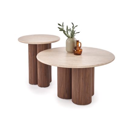 Tavolino da salotto CALDO Ø 80 cm marrone/beige