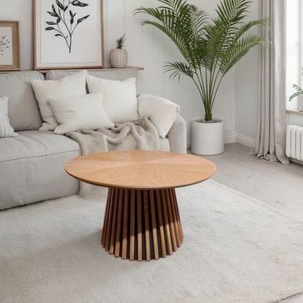 Tavolino da salotto CARINA Ø 75 cm rovere/nero