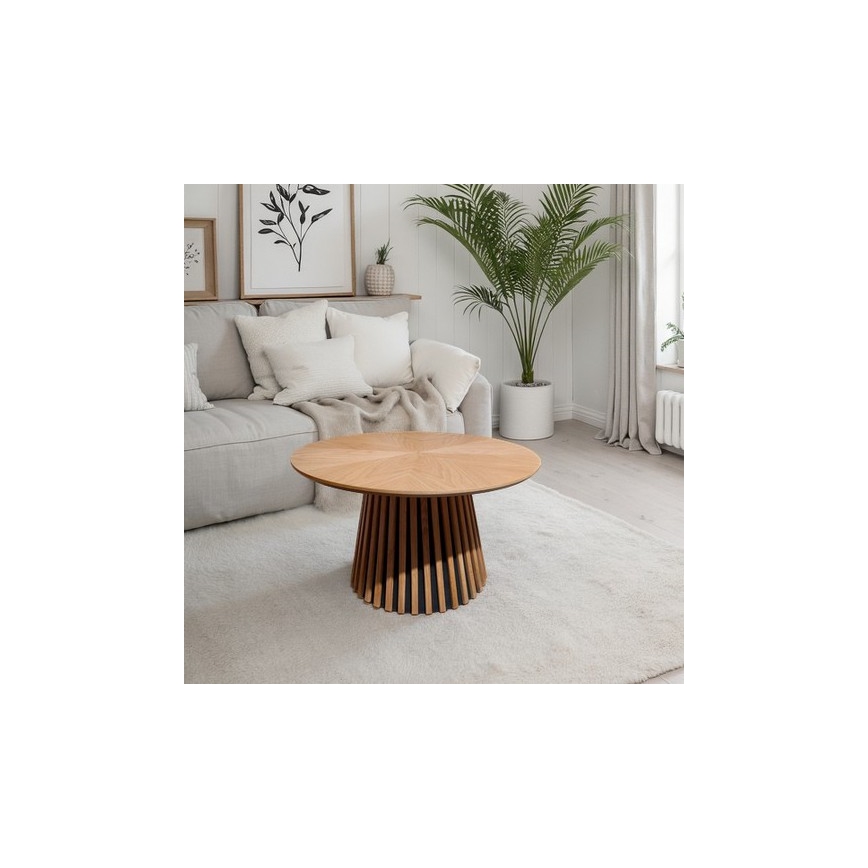 Tavolino da salotto CARINA Ø 75 cm rovere/nero
