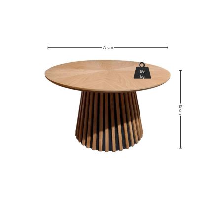 Tavolino da salotto CARINA Ø 75 cm rovere/nero