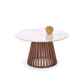 Tavolino da salotto CARINA Ø 80 cm marrone/bianco/decor effetto marmo