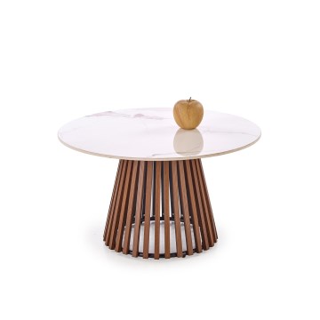 Tavolino da salotto CARINA Ø 80 cm marrone/bianco/decor effetto marmo