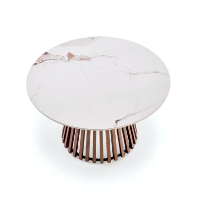 Tavolino da salotto CARINA Ø 80 cm marrone/bianco/decor effetto marmo