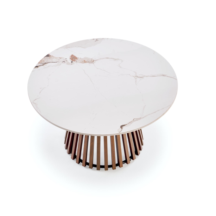 Tavolino da salotto CARINA Ø 80 cm marrone/bianco/decor effetto marmo