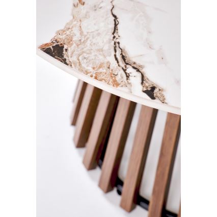Tavolino da salotto CARINA Ø 80 cm marrone/bianco/decor effetto marmo